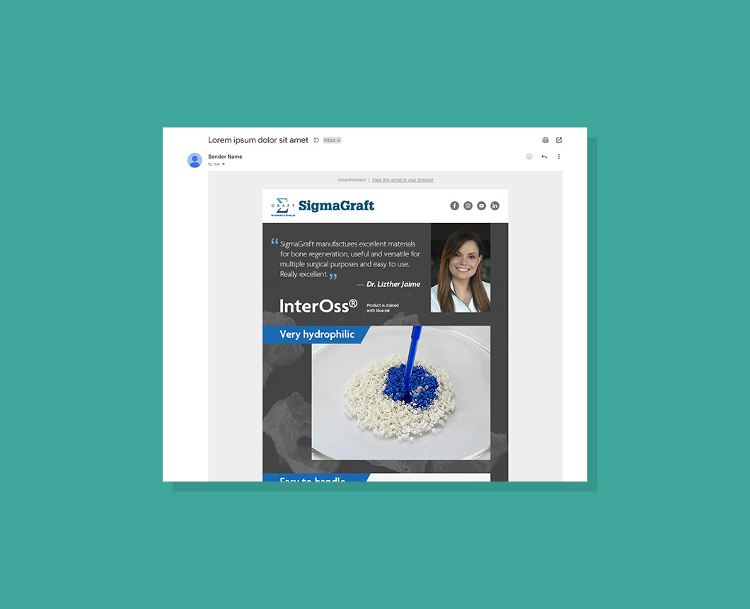 A partial screenshot of the InterOss Features Email Blast.