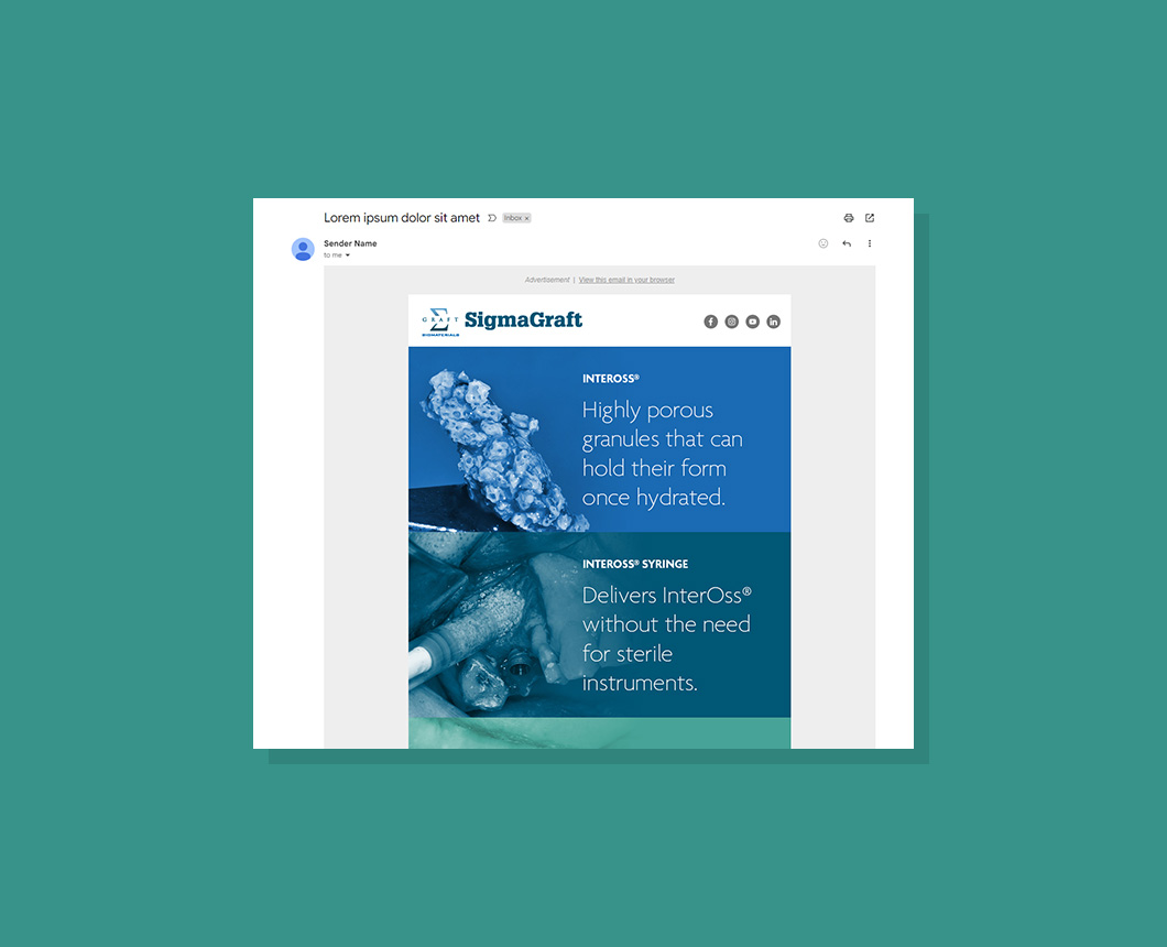 A partial screenshot of the InterOss Product Line Email Blast.