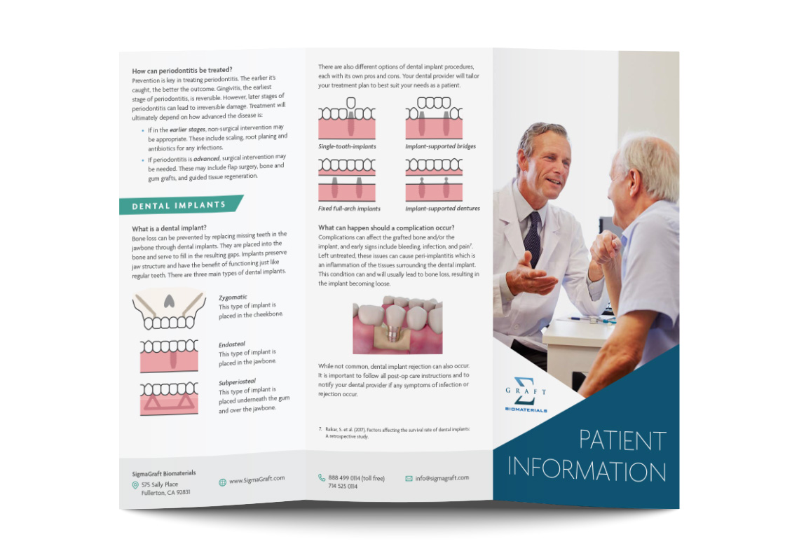 The brochure laid open with the outer side, including the cover, visible.