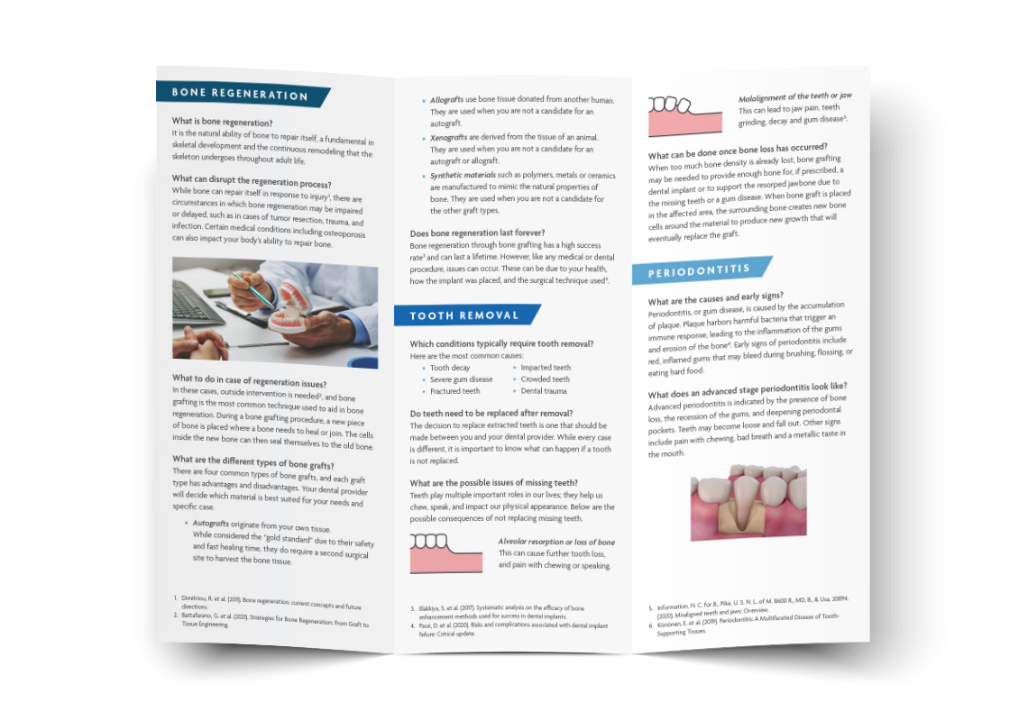 The brochure laid open with the inner side visible.