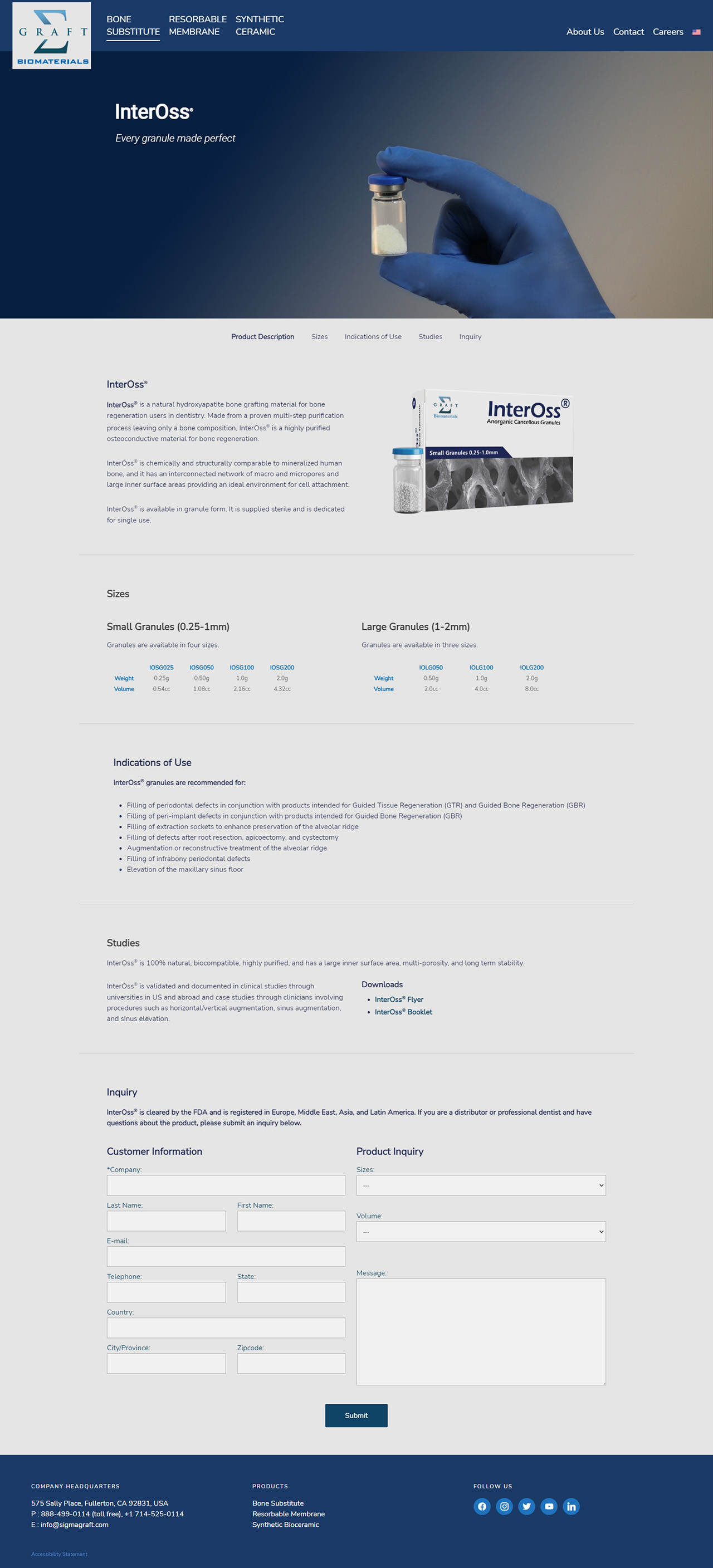 The before version of an individual product page shown in one screenshot.